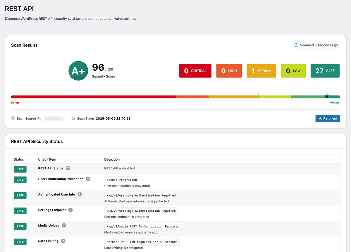 REST API Diagnosis scan results screen